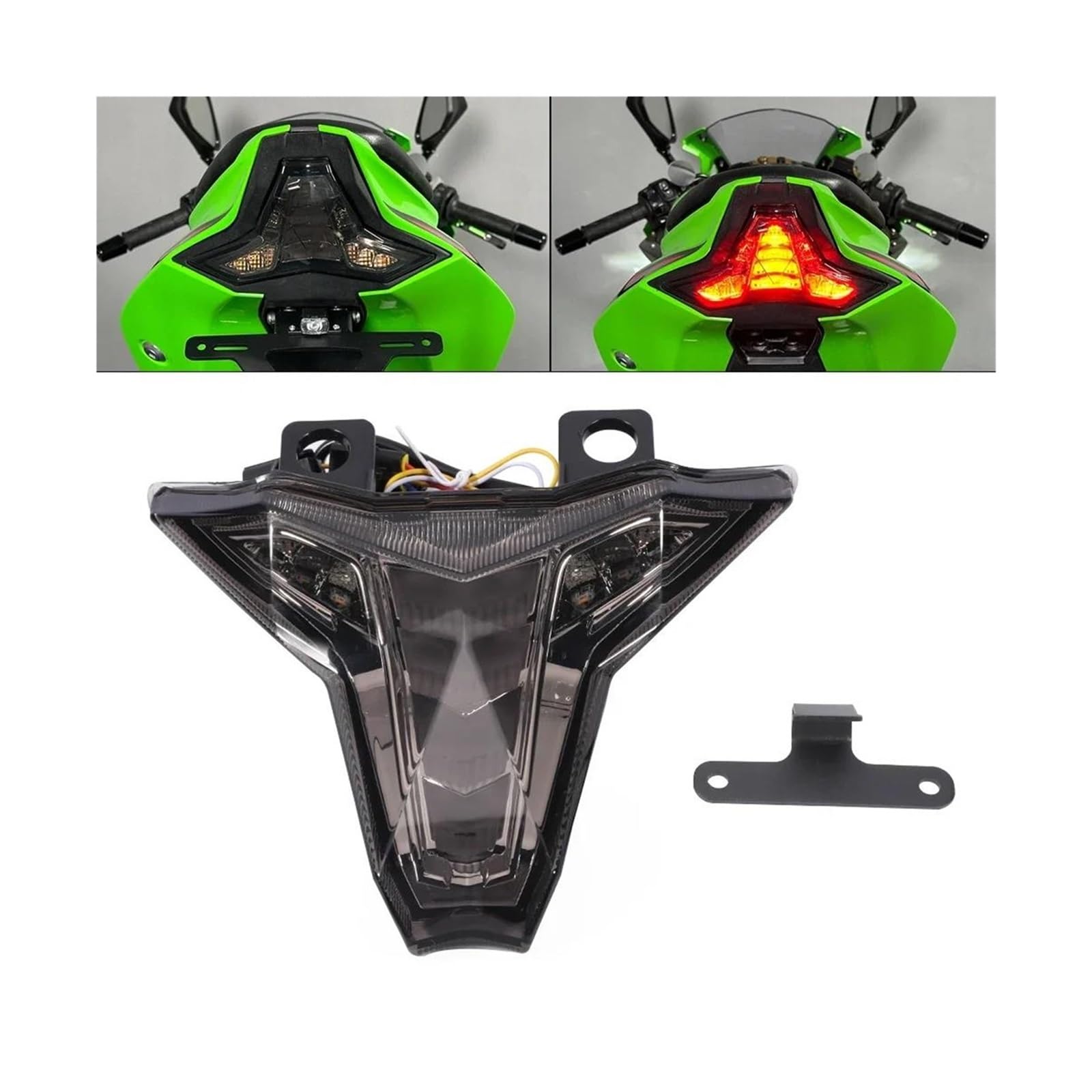 SCSTHRCRA Motorrad Bremsleuchten Für K&awasaki N&inja ZX10R ZX4R ZX25R Motorrad Integrierte Blinker Licht Rücklicht Bremsleuchte 2024 ZX6R Schwanz Bremslicht von SCSTHRCRA