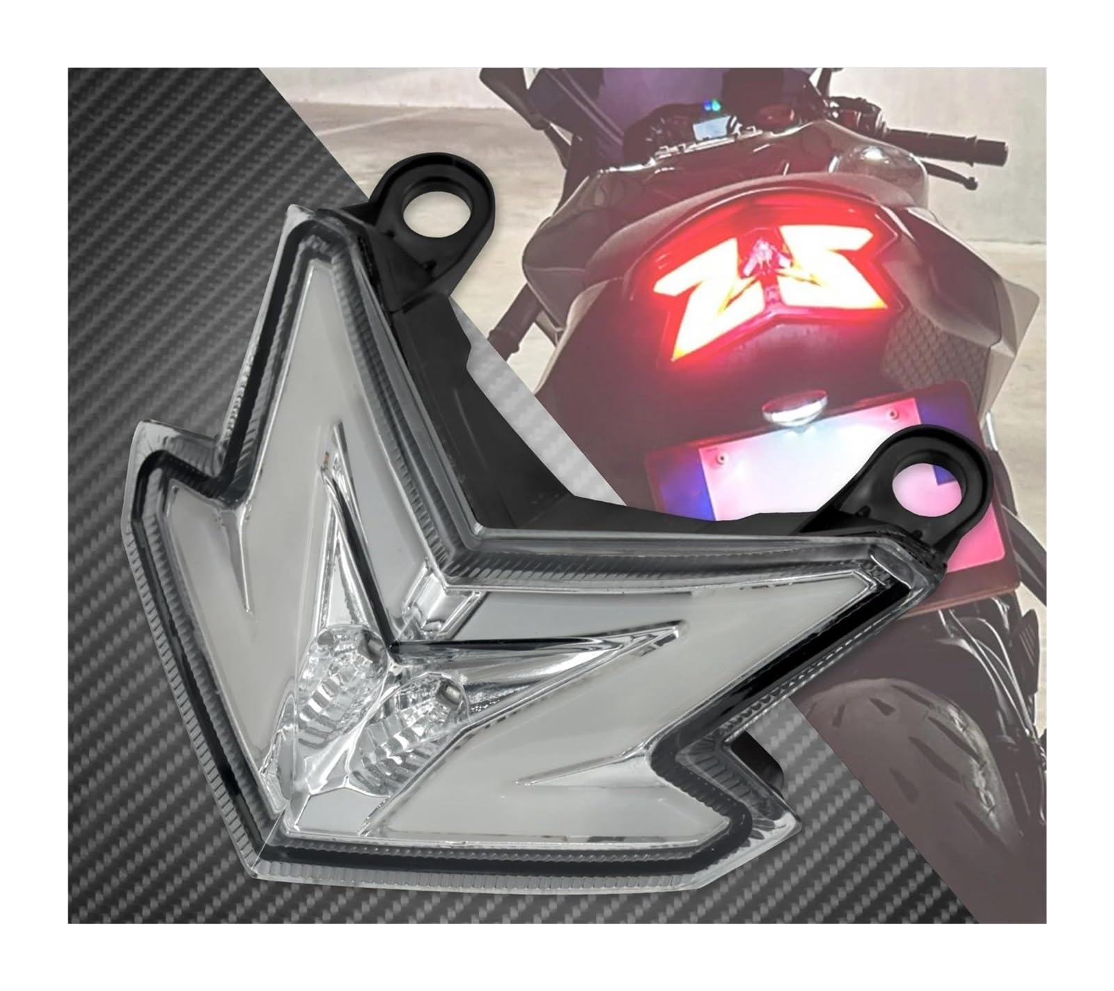 SCSTHRCRA Motorrad Bremsleuchten Für K&awasaki Z125 2013-2022 Z800 ZX6R 2013-2016 Motorrad Brems Blinker Hinten Rücklicht Anzeige Laufende rote Bremsleuchte (Brake Tail Light A) von SCSTHRCRA