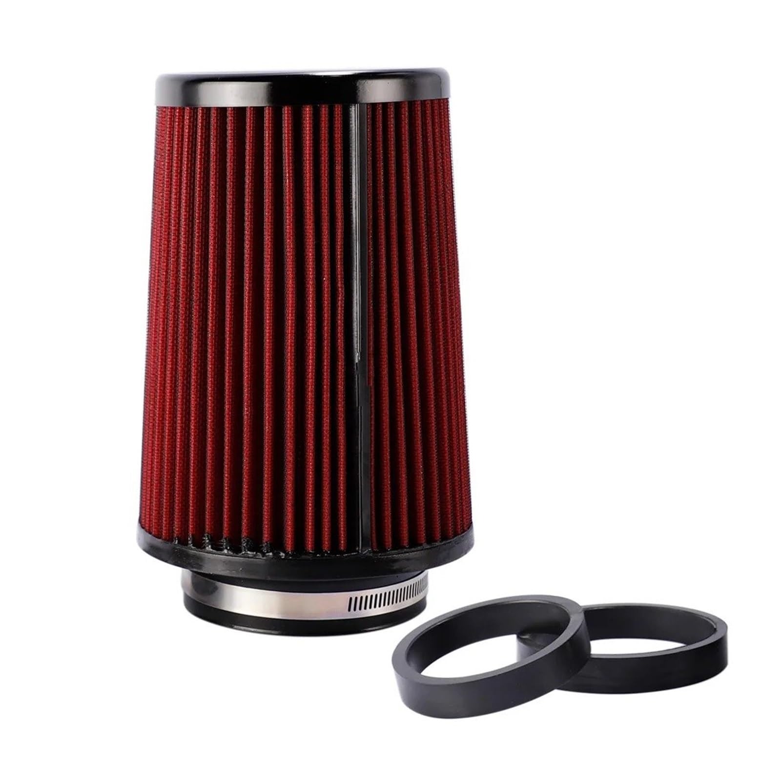 Ansaugrohr Universal-Auto-Luftfilter Für Rennwagen 76 Mm/89 Mm/101 Mm 2,5 Zoll 3 Zoll 3,5 Zoll High Flow Cold Cone Lufteinlassfilter Lufteinlass(Rot) von SCUASKJ