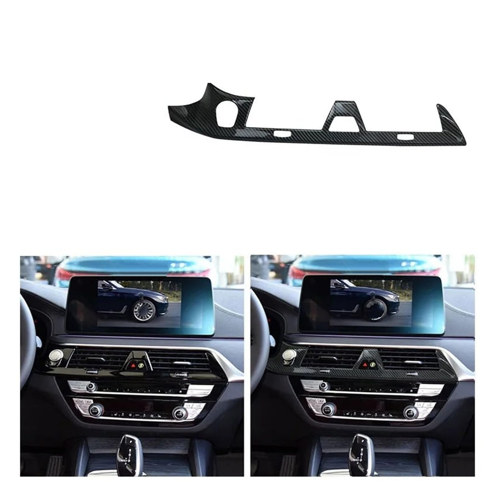 Automobilinnenraum Für 5 Series Für G30 G38 2018 2019 2020 2021 2022 Carbon Fiber Center Control Panel Abdeckung Aufkleber Schutz Rahmen Trim Dekoration Interieurleisten(B Carbon Fiber Color) von SCUASKJ