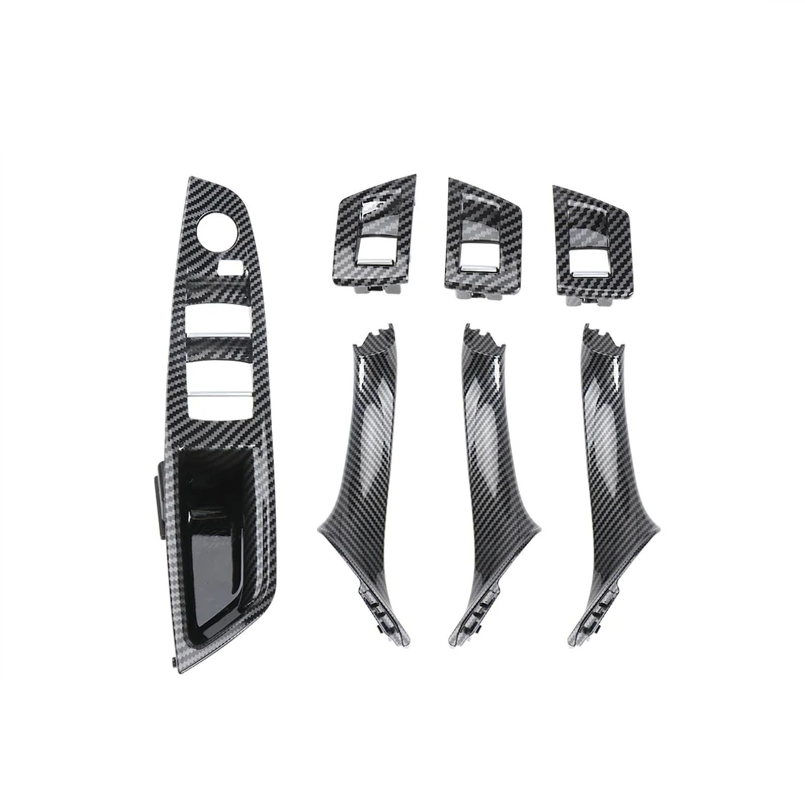 Automobilinnenraum Für F10 F11 Für 5 Series 2010-2015 2016 2017 LHD 7 PCS Auto-Innentürgriff Carbon Fiber Trim Cover Links Dekoration Interieurleisten(Model A) von SCUASKJ