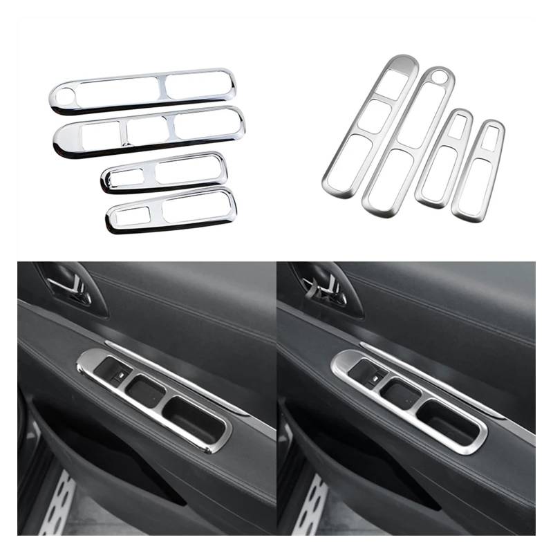 Automobilinnenraum Für Peugeot Für 3008 2009 2010 2011 2013 2014 2015 Auto Tür Armlehne Panel Griff Halter Fensterheber Schalter Taste Abdeckung Trim Dekoration Interieurleisten(Glossy Silver) von SCUASKJ