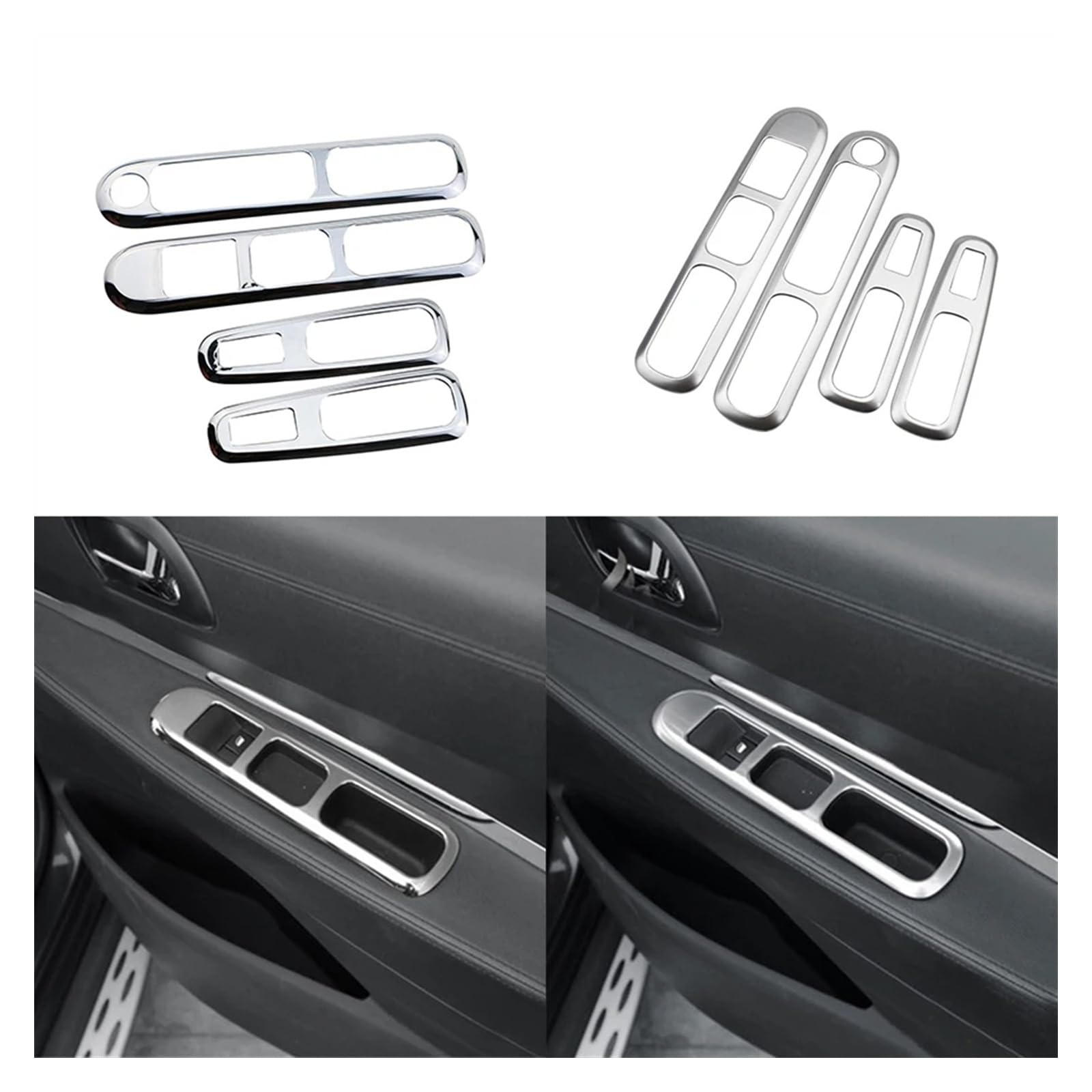 Automobilinnenraum Für Peugeot Für 3008 2009 2010 2011 2013 2014 2015 Auto Tür Armlehne Panel Griff Halter Fensterheber Schalter Taste Abdeckung Trim Dekoration Interieurleisten(Matte Silver) von SCUASKJ