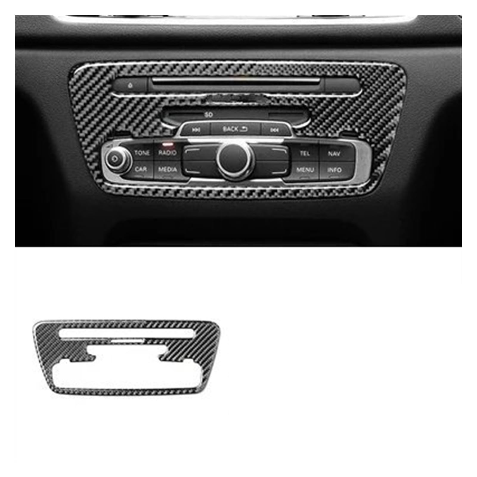 Automobilinnenraum Für Q3 2013 2014 2015 2016 2017 2018 Carbon Fiber Innen Tür Aufkleber CD Zentrale Steuerung Panel Abdeckung Trim Streifen Dekoration Interieurleisten(B Style) von SCUASKJ