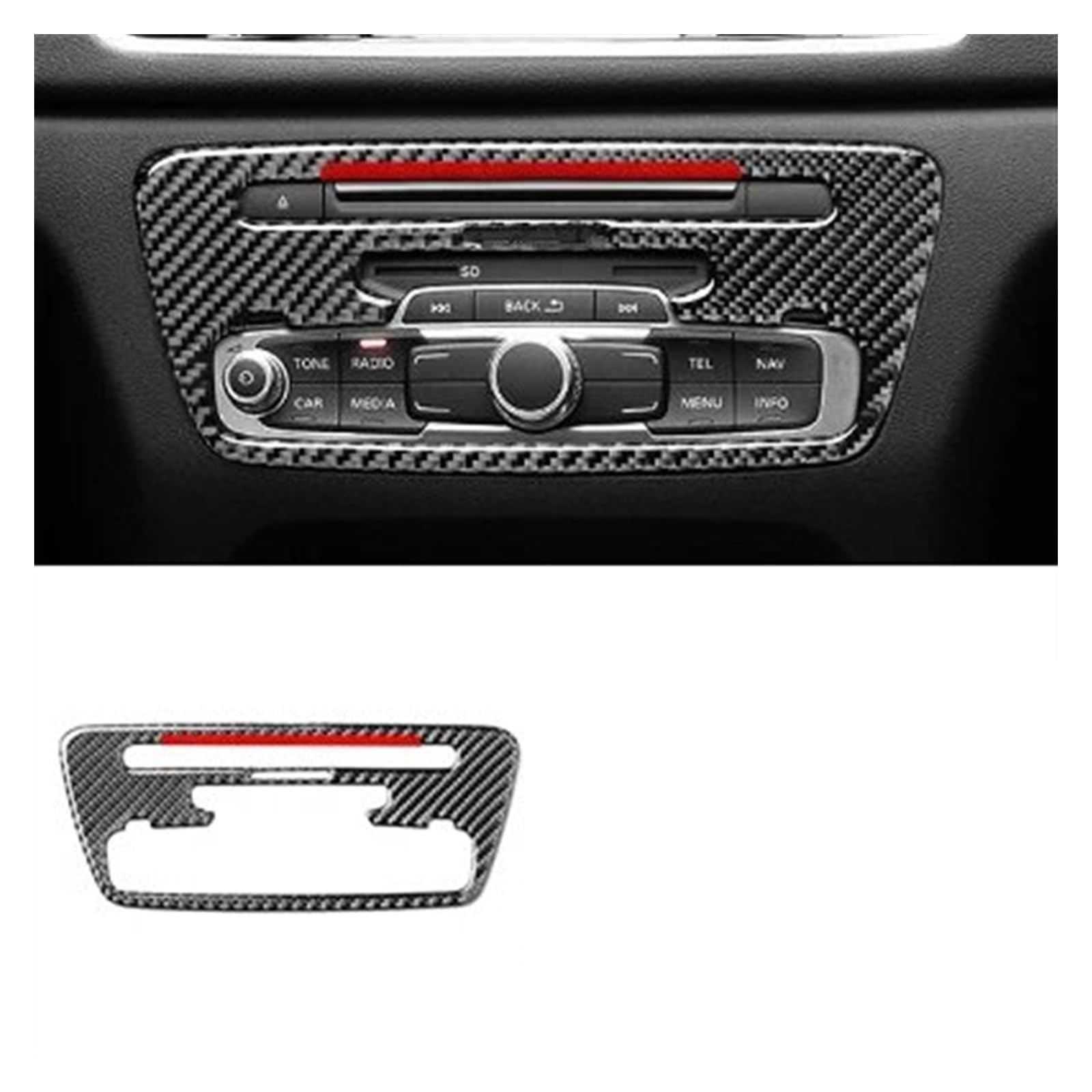 Automobilinnenraum Für Q3 2013 2014 2015 2016 2017 2018 Carbon Fiber Innen Tür Aufkleber CD Zentrale Steuerung Panel Abdeckung Trim Streifen Dekoration Interieurleisten(S Element Style) von SCUASKJ