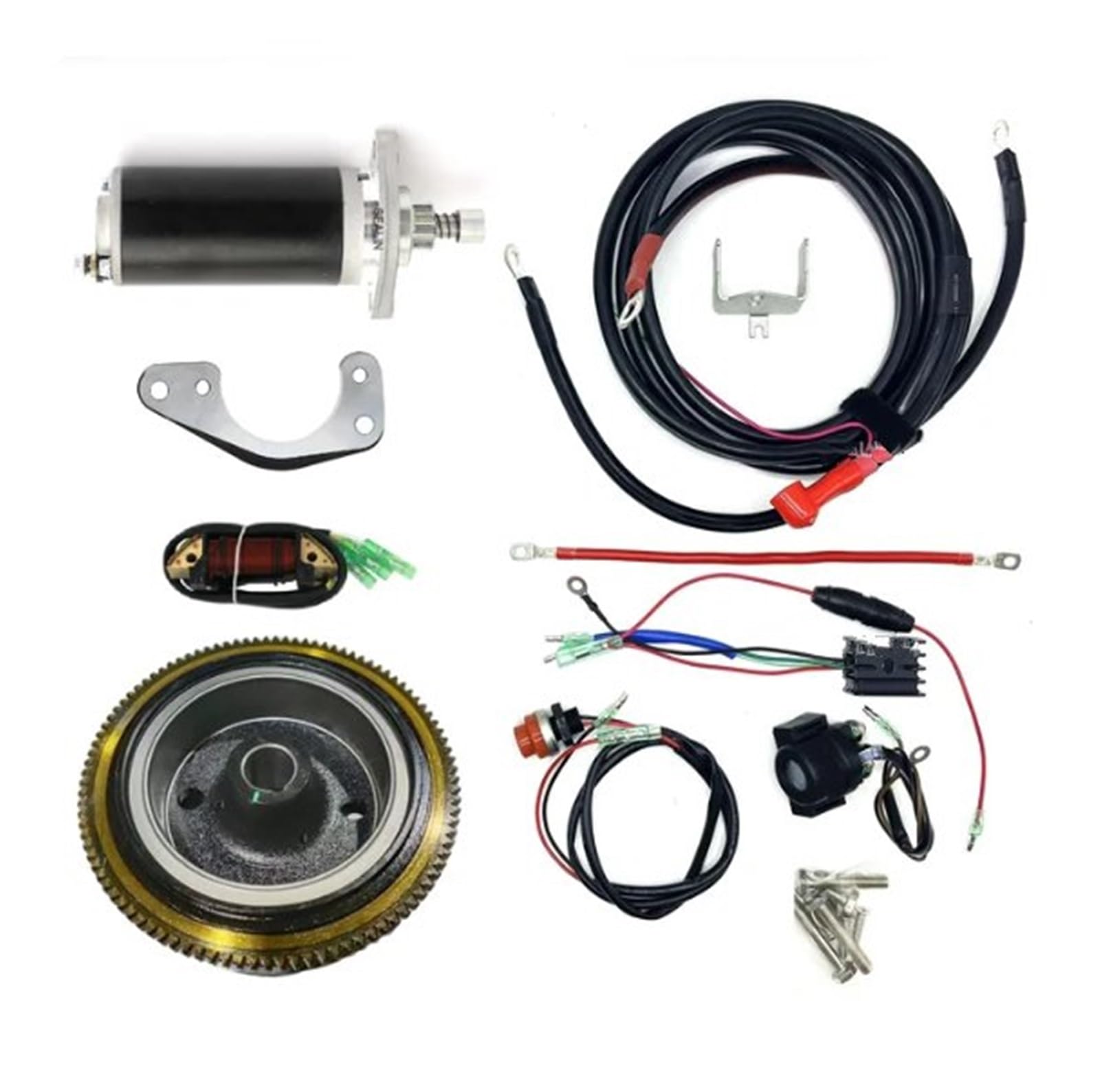 Für Mercury Für TOHATSU 2-TAKT-AUßENBORDMOTOR 15 PS 18 PS ELEKTROSTART-SCHWUNGRAD-KIT Starter/Anlasser Starter Motor(with Coil) von SCUASKJ