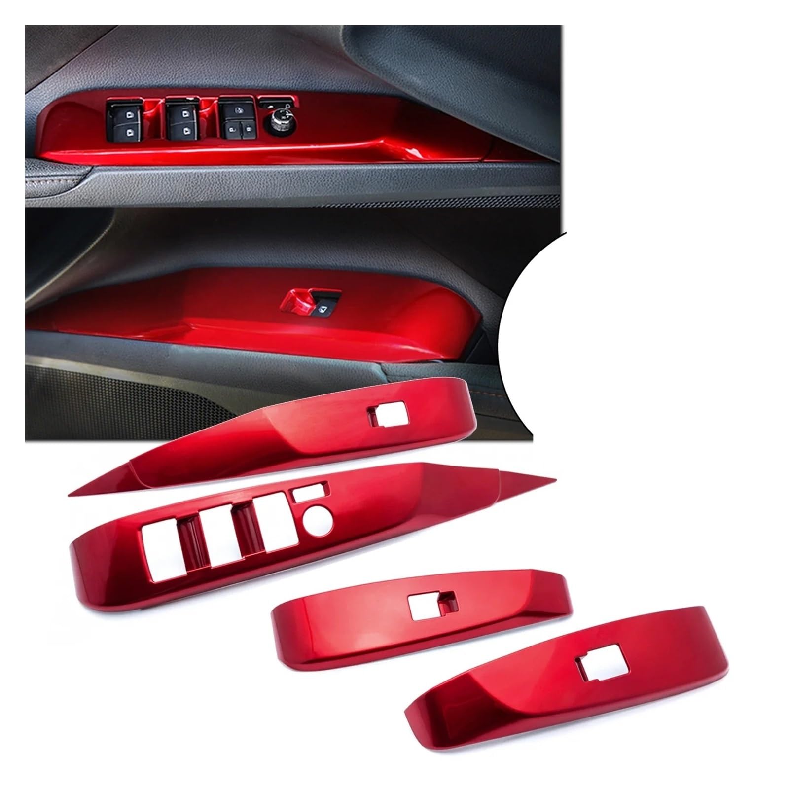 Interieur Dekor 4 Teile/Satz Für Toyota Für Camry 2018 19 2020 2021 2022 2023 2024 Sportliche Rot ABS Innen Fensterheber Schalter Taste Panel Abdeckung Molding Borte Auto-Innendekoration von SCUASKJ