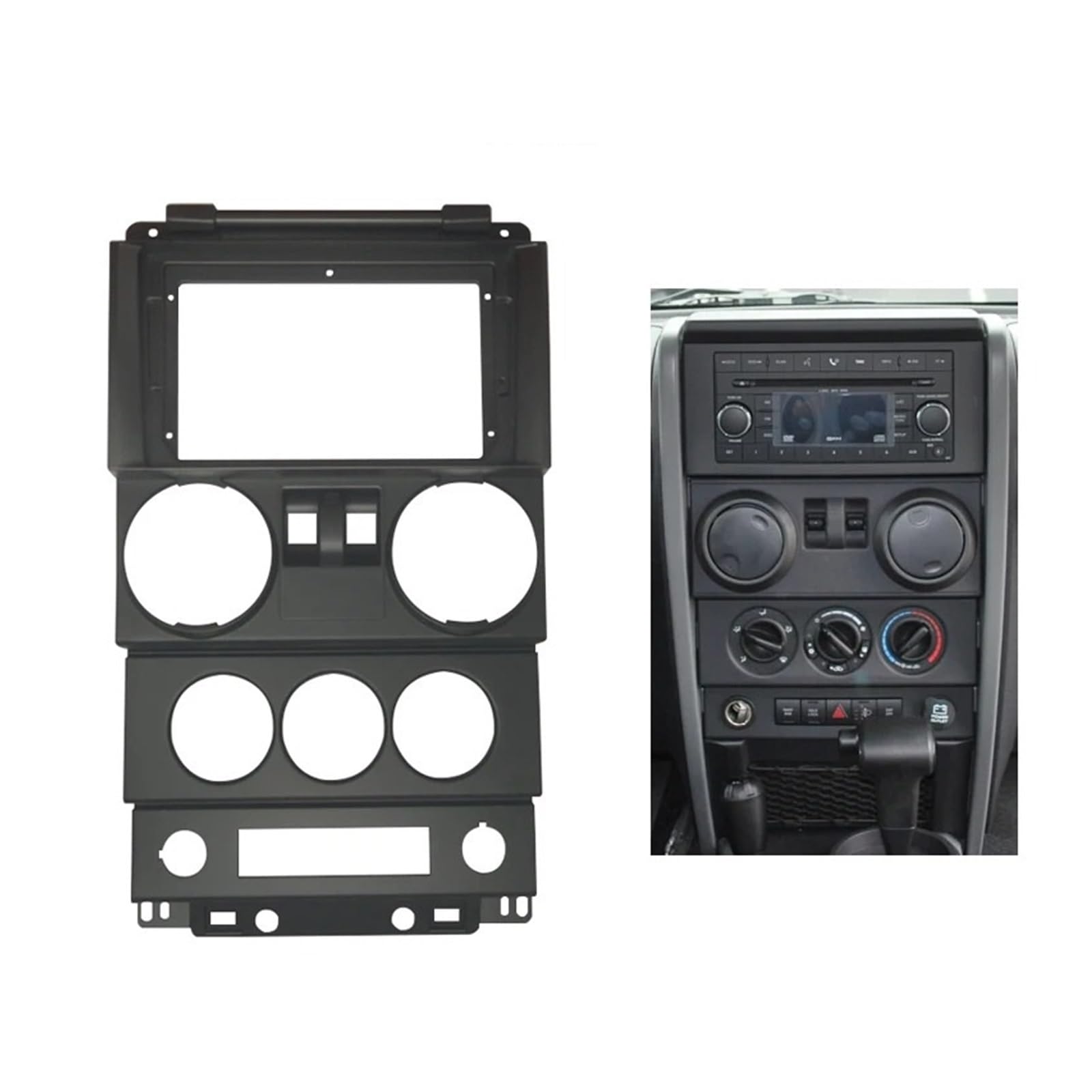 Interieur Dekor 9 Zoll Für Jeep Für Wrangler Für Rubicon 2008 2009 2010 Auto Radio Fascia Video Panel Player Audio Dash 2 Din Rahmen Dashboard Mount Kit Auto-Innendekoration(Fascia Cable,2 WD) von SCUASKJ