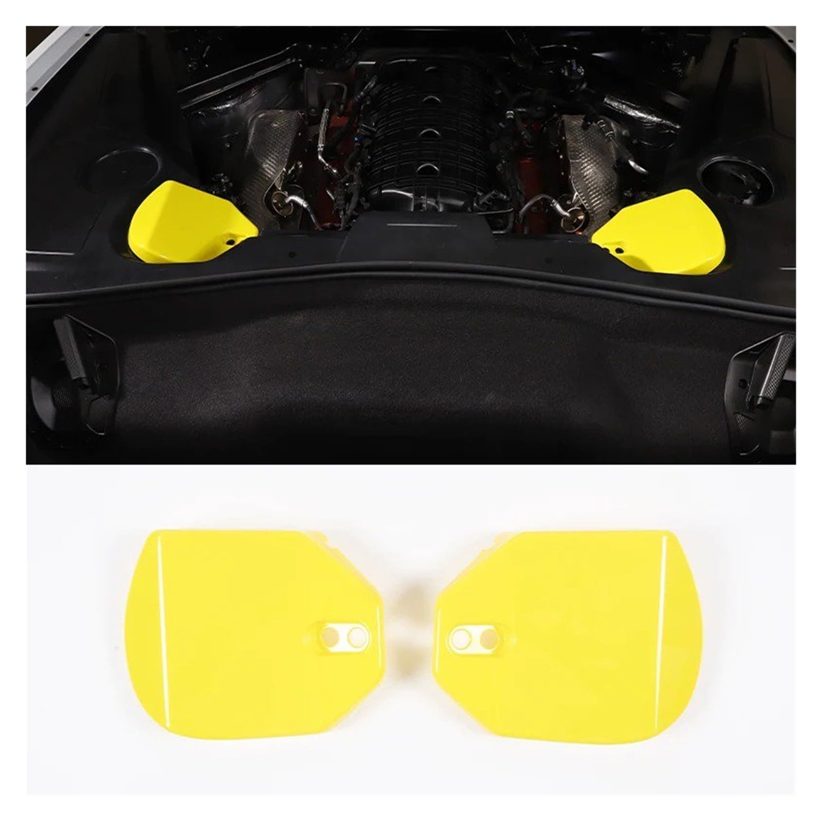 Interieur Dekor Für Chevrolet Für Corvette C8 Für Stingray Z51 Z06 2020-2023 Auto Hinten Stoßdämpfer Turm Für Top Schutz Abdeckung Zubehör ABS Rot Auto-Innendekoration(Style A Yellow) von SCUASKJ