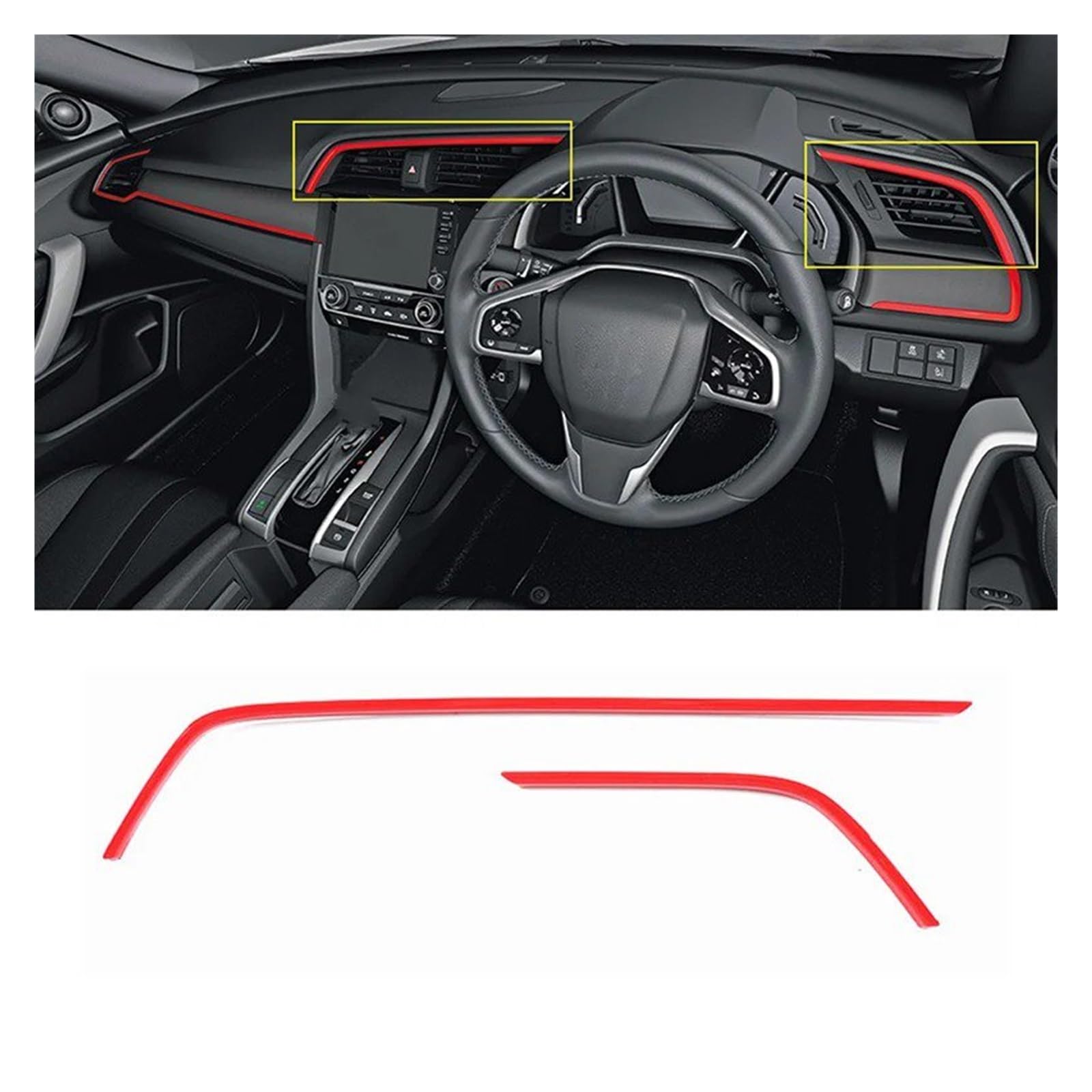 Interieur Dekor Für Civic 10th Für Gen 2016 2017 2018 2019 2020 2021 Rot Zubehör RHD LHD Auto Innen Air Outlet Rahmen Abdeckung Trim Aufkleber Auto-Innendekoration(RHD) von SCUASKJ