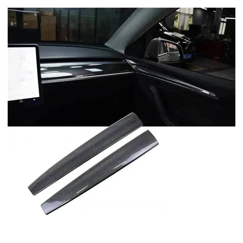 Interieur Dekor Für Modell 3 Für Modell Y 2019 2020 2021 2022 2023 2024 Armaturenbrettabdeckung Und Türverkleidung Auto-Innendekoration(Glossy Carbon 2pcs B) von SCUASKJ