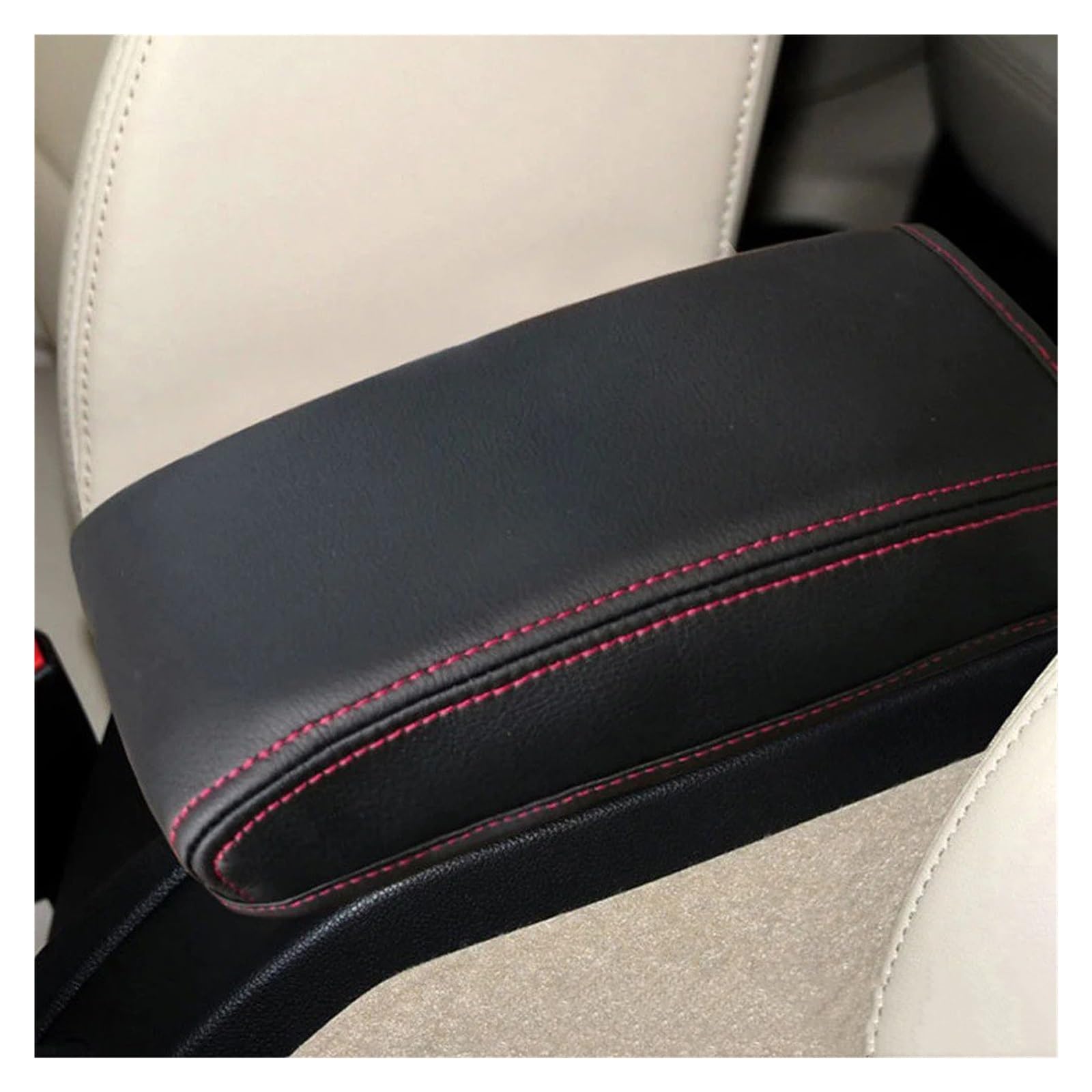 Interieur Dekor Für Skoda Für Octavia 2007 2008-2014 2015 2016 2017 2018 2019 PU Leder Auto Center Armlehne Für Armlehne Box Fall Abdeckung Kissen Pad Auto-Innendekoration(07-14 Black Red line) von SCUASKJ