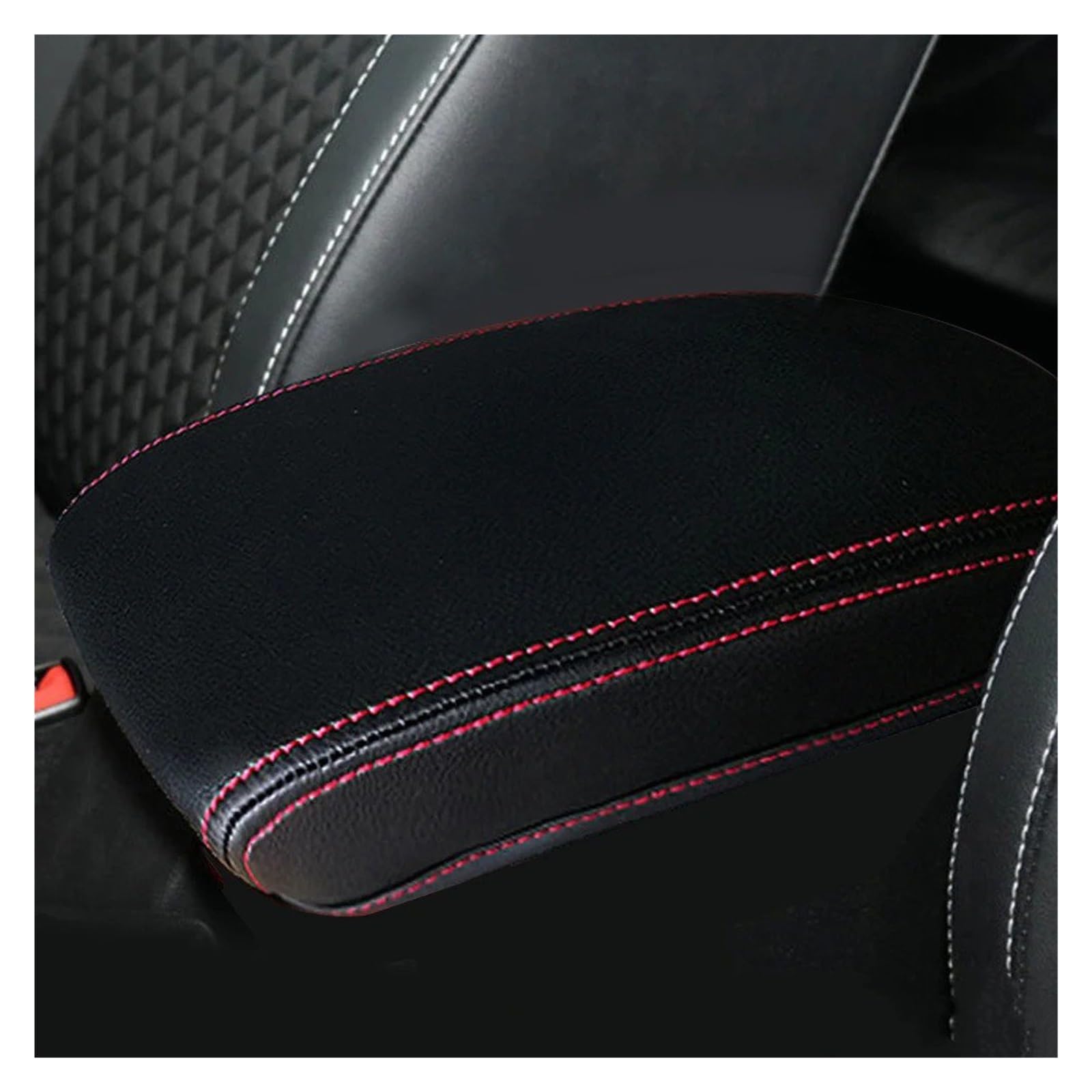 Interieur Dekor Für Skoda Für Octavia 2007 2008-2014 2015 2016 2017 2018 2019 PU Leder Auto Center Armlehne Für Armlehne Box Fall Abdeckung Kissen Pad Auto-Innendekoration(15-20 Black Red line) von SCUASKJ