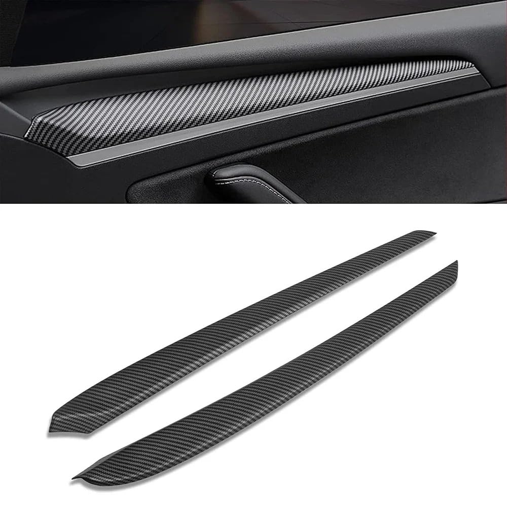 Interieur Dekor Für Tesla Für Modell 3 Für Modell Y 2021 2022 2023 Matte Carbon Fiber ABS Auto Front Interior Dashboard Tür Side Trim Abdeckung Zubehör Auto-Innendekoration(Matte Carbon Fiber) von SCUASKJ