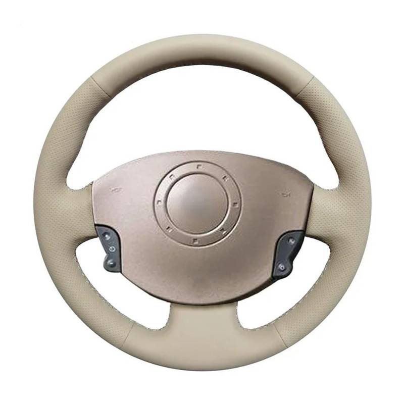 Lenkradabdeckung Für Megane 2 2003–2008, Für Kangoo 2008, Für Scenic 2 2003–2009, Beige Kunstleder, Handgenähte Auto-Lenkradabdeckung Lenkradbezug(Beige Thread) von SCUASKJ