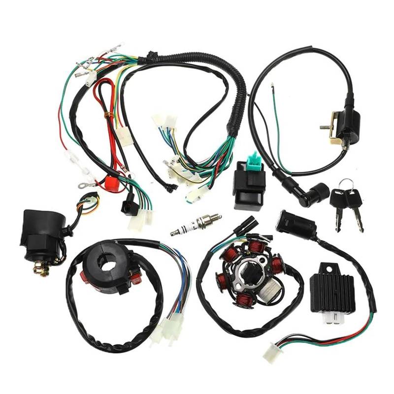 Motorrad-Zündspule Für Motorrad ATV Quad Pit Bike Buggy Go Kart 90cc 110cc 125cc 1Set Komplette Elektrik Kabelbaum CDI STATOR 6 Spule Zündspule von SCUASKJ