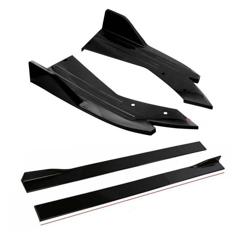 Seitenschweller 8 STÜCKE 480mm Auto Seitenschweller Verlängerungen Lippe 2M Hecksplitter Carbon Fiber Spoiler Stoßstange Für Lexus Is200 Is350 Is250 Is400 Splitter(Shiny Black) von SCUASKJ