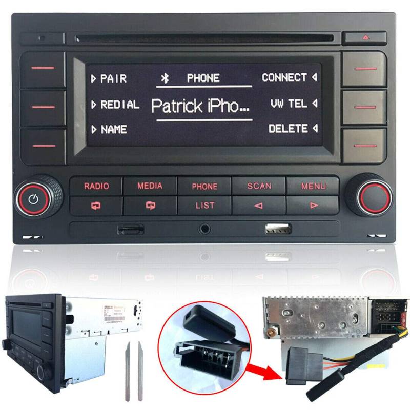 SCUMAXCON Autoradio Audio Stereo RCN210 für VW Golf MK4 Polo Passat B5 USB MP3 AUX SD Integriertes Bluetooth mit CD Spieler von SCUMAXCON