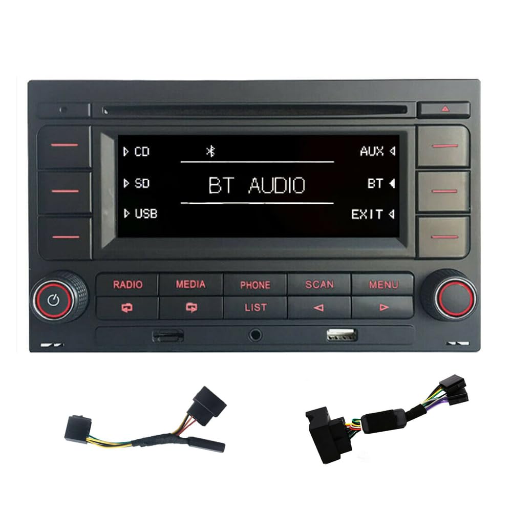 SCUMAXCON Autoradio RCN210+ quadlock Kabel mit Canbus-Simulator Bluetooth AUX USB CD-Spieler AM/FM SD Fuer Golf mk4 Passat b6 Polo von SCUMAXCON