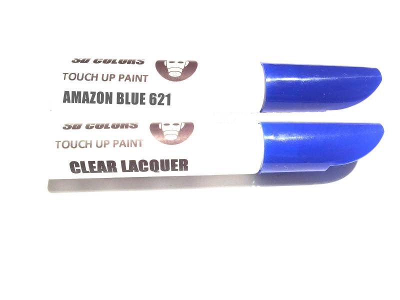 SD COLORS 12 ml Touch-Up-Farbe, Klarlack und Grundierung mit Pinsel - Amazon Blue (621) - Kompatibel mit Volvo - Kratzer, Chips und Lackreparatur von SD COLORS