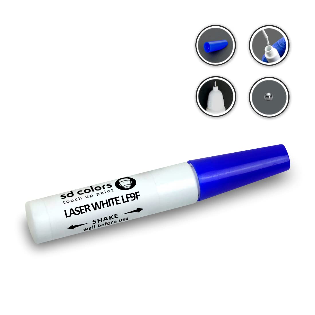 SD COLORS 12 ml Touch-Up-Farbe mit Pinsel - Laser White (LF9F) - Kompatibel mit VW/Audi - Kratzer, Chips und Lackreparatur. von SD COLORS