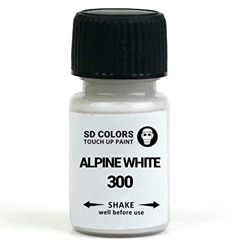 SD COLORS Alpine White 300 Ausbesserungslack, 8 ml, Reparatur-Pinsel, Farbcode 300 Alpinweiß (Lack + Lack) von SD COLORS