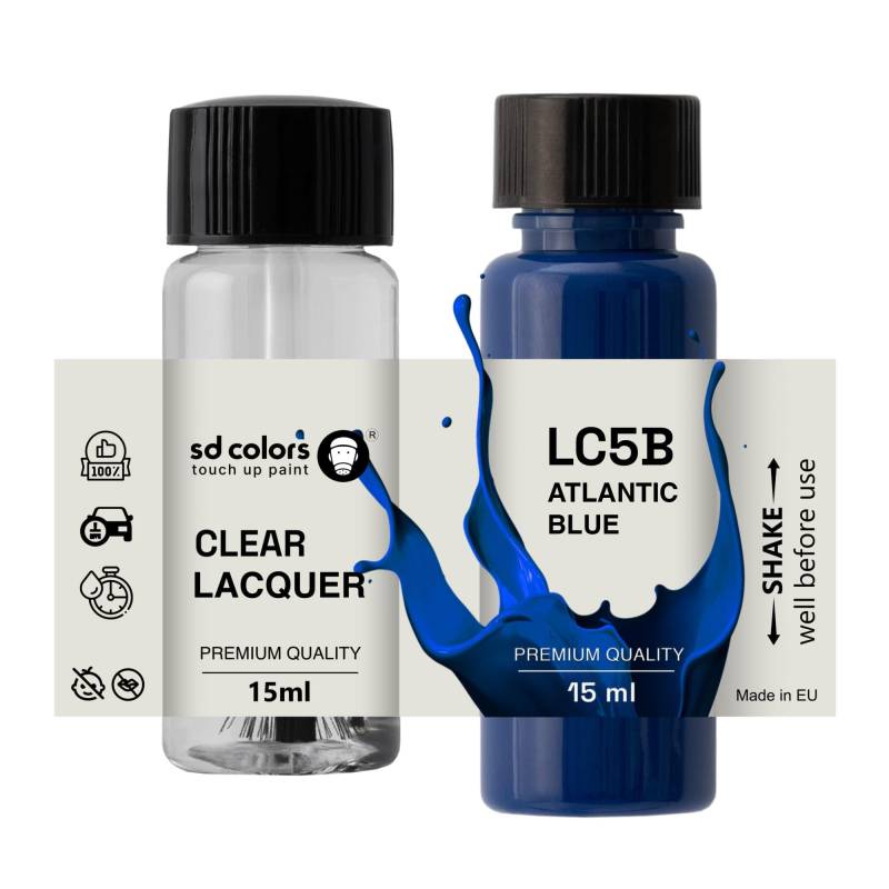 SD COLORS Atlantic Blue LC5B Lackreparaturfarbe, 15 ML, Farbcode LC5B Atlantikblau von SD COLORS