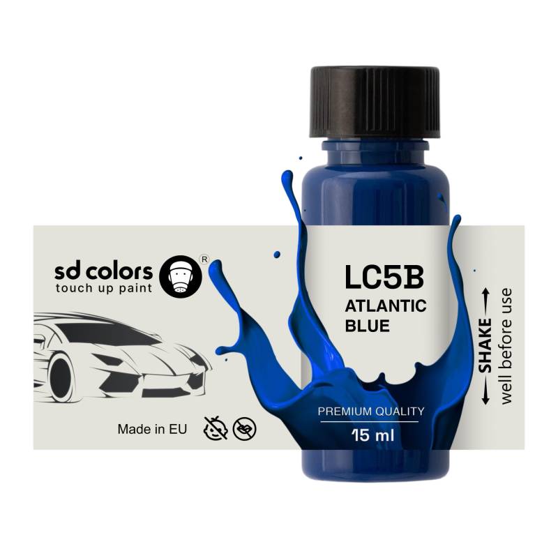 SD COLORS Atlantic Blue LC5B Lackreparaturfarbe, 15 ML, mit Pinsel, Farbcode LC5B Atlantikblau von SD COLORS