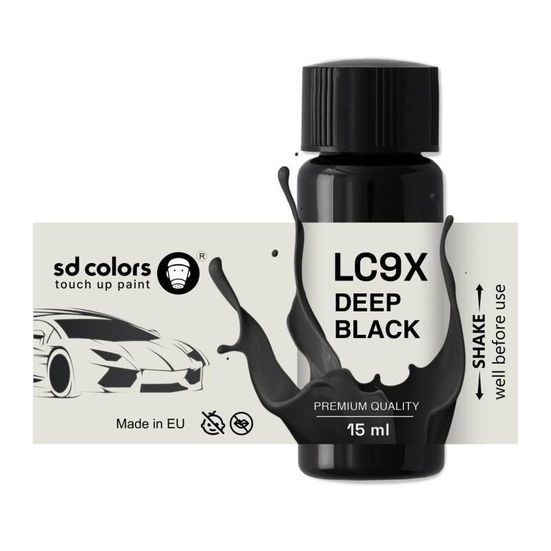 SD COLORS Ausbesserungslack LC9X C9X 2T, 15 ML, für Reparaturkratzer, Chippinsel, Farbcode LC9X C9X 2T, Tiefschwarz von SD COLORS