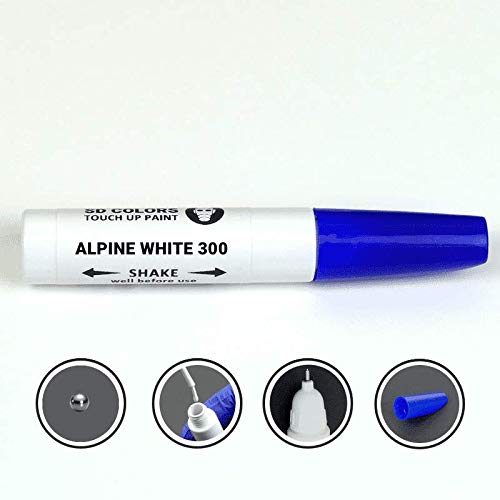 SD COLORS 12 ml Touch-Up-Farbe mit Pinsel - Alpine White (300) - Kompatibel mit BMW - Kratzer, Chips und Lackreparatur. von SD COLORS