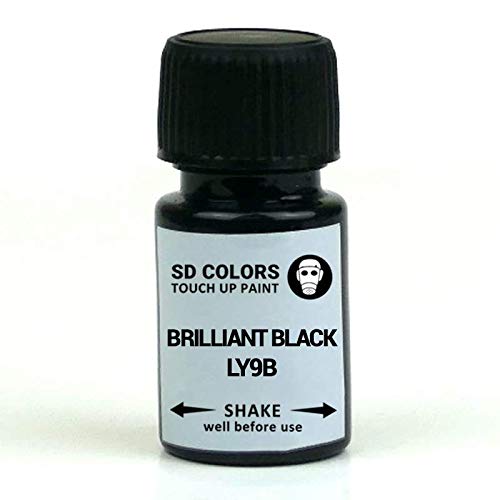 SD COLORS Brilliant Black LY9B L041 A1 Ausbesserungslack, 15 ML, Reparatur-Pinsel, Farbcode LY9B L041 A1 Brilliant Black von SD COLORS