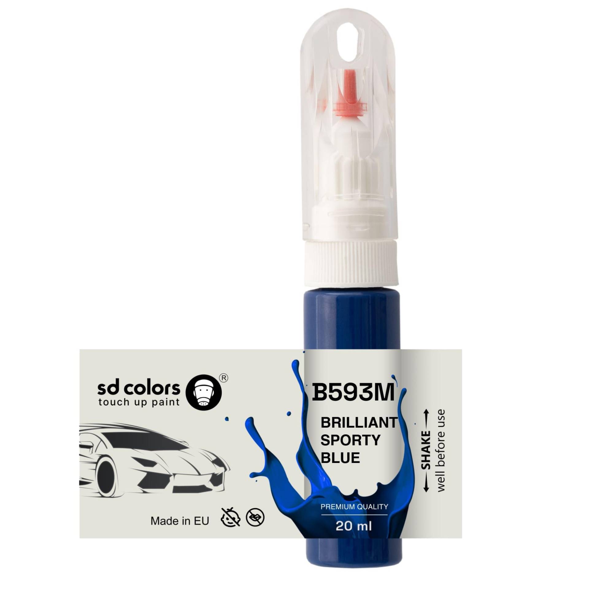 SD COLORS Brilliant Sporty Blue B593M Ausbesserungslack, 20 ML, praktischer Pinsel zur Reparatur von Kratzern von SD COLORS