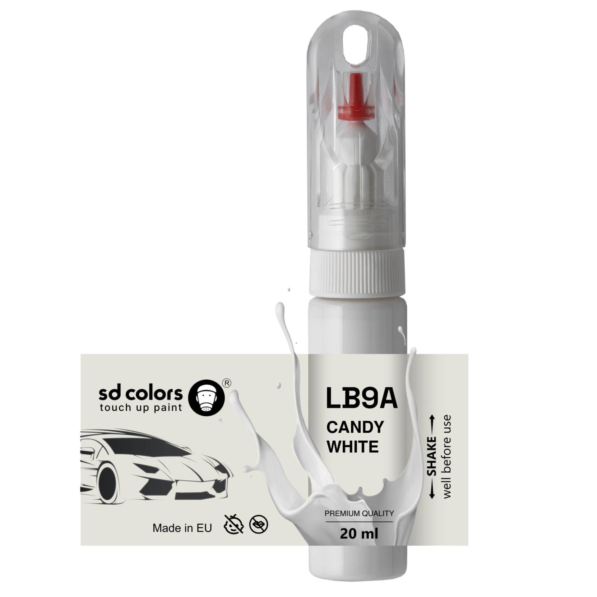 SD COLORS Candy White LB9A Ausbesserungslack, 20 ML, praktischer Pinsel zur Reparatur von Kratzern von SD COLORS