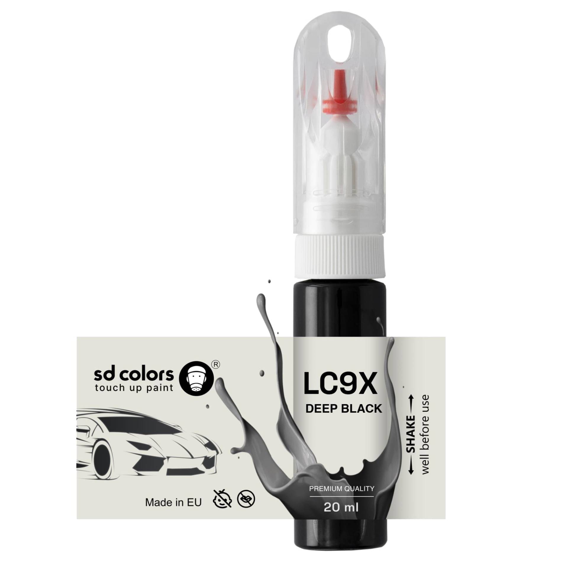 SD COLORS Deep Black LC9X C9X 2T Ausbesserungslack, 20 ML, praktischer Pinsel zur Reparatur von Kratzern (Farbe und Farbe) von SD COLORS