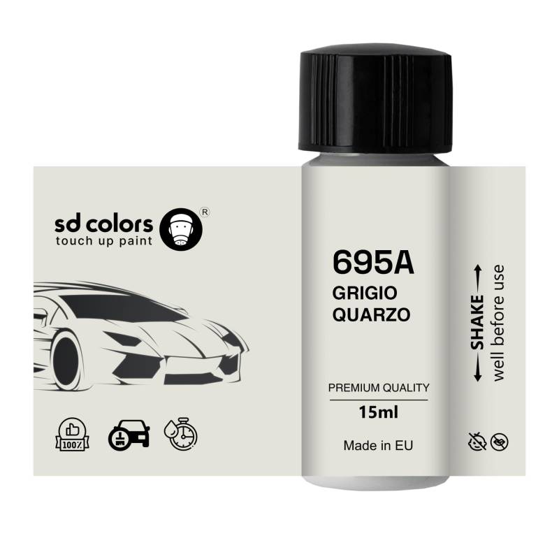 SD COLORS GRIGIO QUARZO 695A 695/A KAJ PAJ Neuer Ausbesserungslack, 15 ML, Reparaturpinsel, Farbcode 695A 695/A KAJ PAJ GRIGIO QUARZO (Just Paint) von SD COLORS