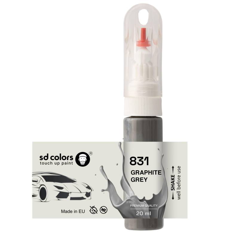 SD COLORS Graphitgrau 831/7831 Ausbesserungslack, 20 ML, praktischer Pinsel für die Reparatur von Kratzern von SD COLORS