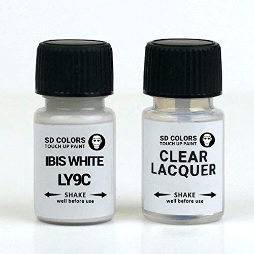 SD COLORS IBIS WHITE LY9C Ausbesserungslack, 8 ml, Reparatur-Pinsel, Farbcode LY9C IBIS WHITE (Lack + Lack) von SD COLORS