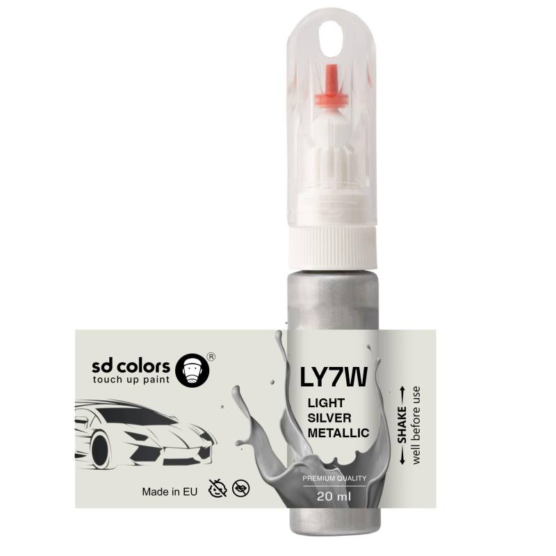 SD COLORS LY7W Ausbesserungslack, hellsilber, metallisch, 20 ML, praktischer Pinsel für die Reparatur von Kratzern von SD COLORS