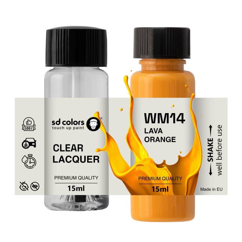 SD COLORS Lava Orange WM14 Lackreparaturlack für Motorrad, 15 ML, Lackstift und Lack von SD COLORS