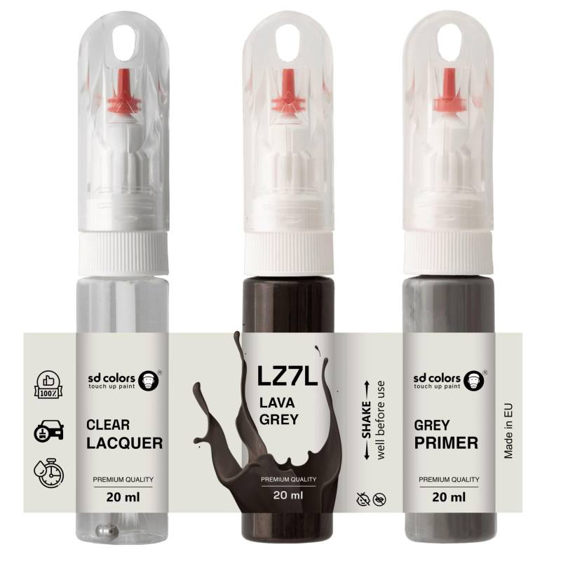 SD COLORS Lavagrau LZ7L Ausbesserungslack, 20 ML, praktischer Pinsel zur Reparatur von Kratzern (Lack + Grundierung + Lack) von SD COLORS