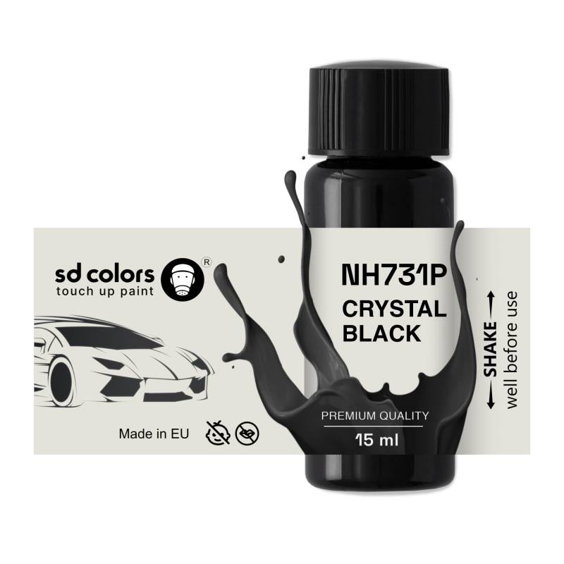 SD COLORS NH731P Ausbesserungslack, 15 ML, Reparatur-Pinsel, Farbcode NH731P Kristallschwarz (Farbe Nr. NH731P) von SD COLORS