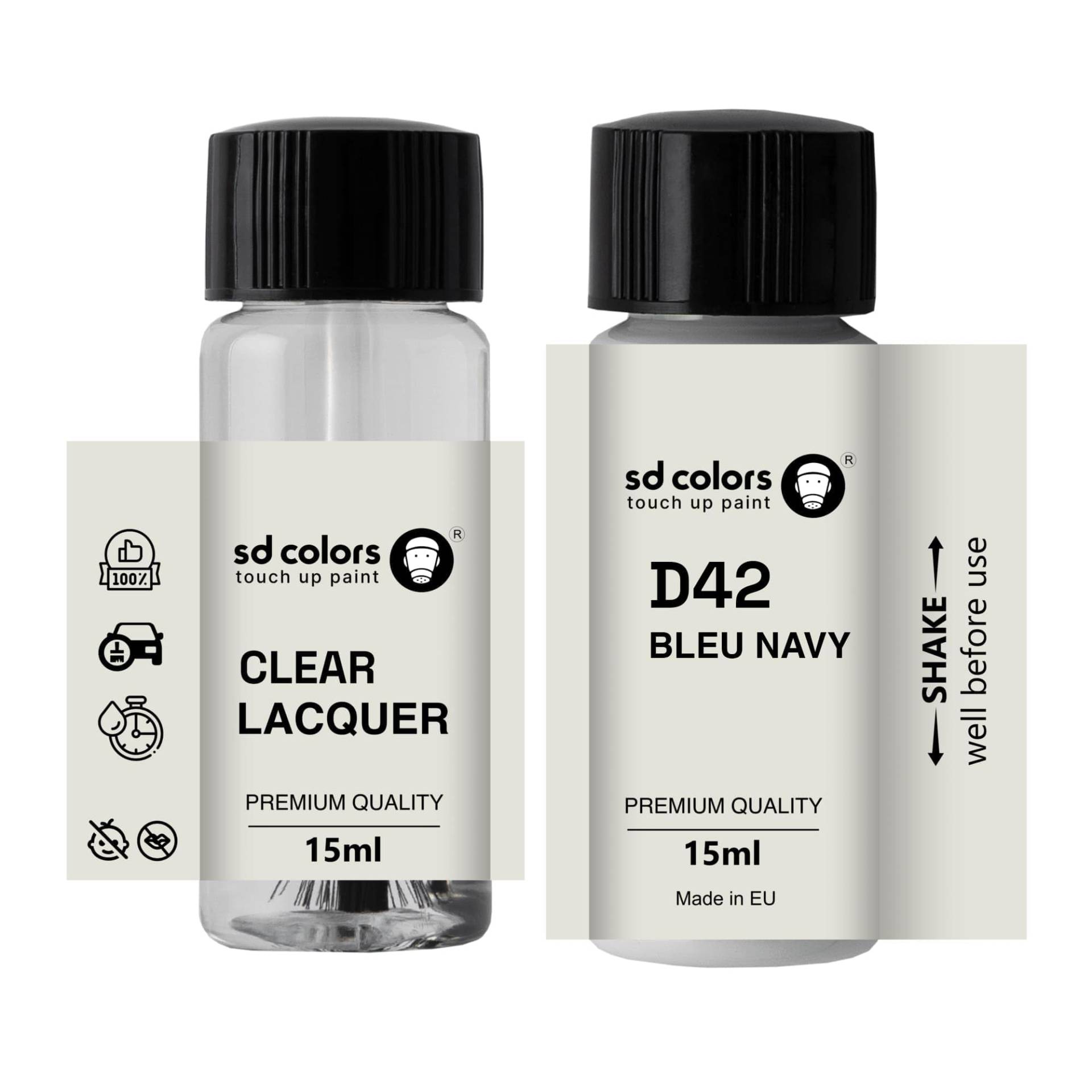 SD COLORS Neue lackstift Navy BLAU D42 Reparatur KRATZEN 15 ml (Farbe+KLARLACK) von SD COLORS