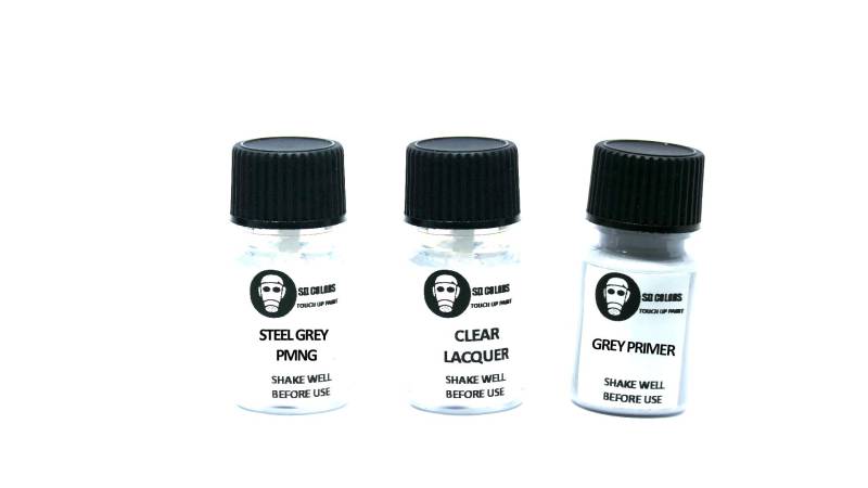 SD COLORS Neue lackstifte Stahl GRAU PMNG Reparatur KRATZEN 15 ml (Farbe+KLARLACK+GRUNDIERUNG) von SD COLORS