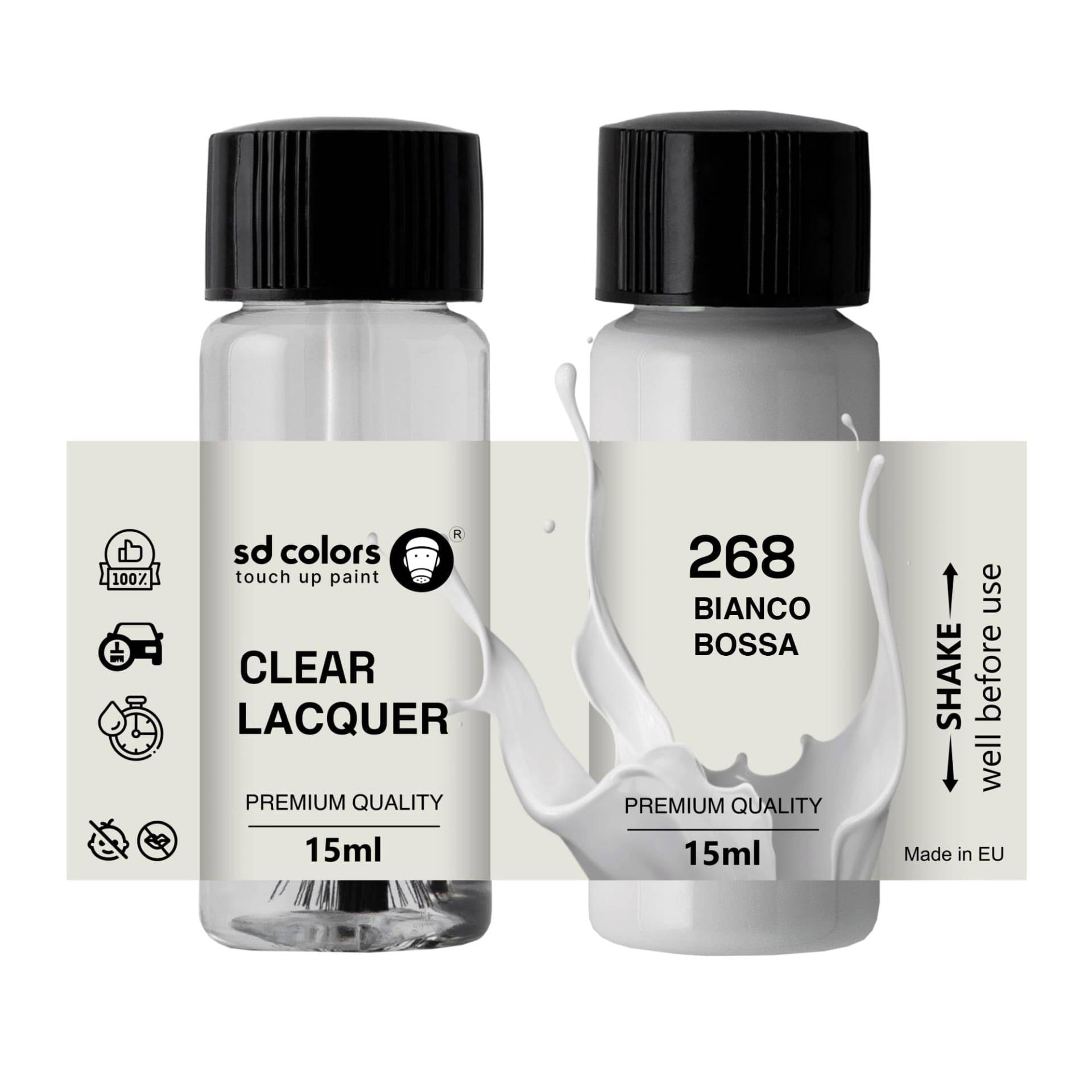 SD COLORS Neue lackstifte Weisse Bossa NOVA 268 268A 268/A 674 934 Reparatur KRATZEN 15 ml (Farbe+KLARLACK) von SD COLORS