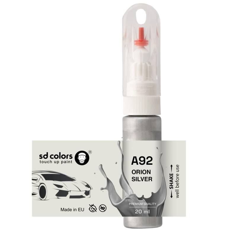 SD COLORS Orion Silver A92 Ausbesserungslack, 20 ML, praktischer Pinsel zur Reparatur von Kratzern von SD COLORS