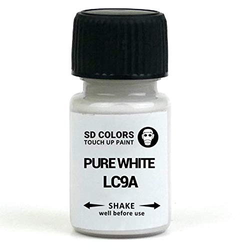SD COLORS Pure White LC9A Ausbesserungslack, 8 ml, Reparatur-Pinsel, Farbcode LC9A Reinweiß (Just Paint) von SD COLORS