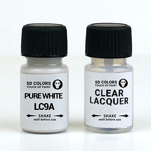 SD COLORS Pure White LC9A Neuer Ausbesserungslack, 15 ML, Reparatur-Pinsel, Farbcode LC9A Reinweiß (Farbe+Lack) von SD COLORS