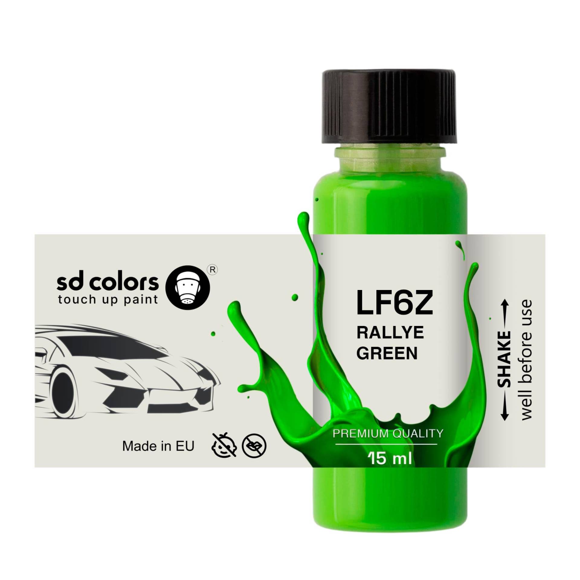 SD COLORS RALLYE GREEN LF6Z Ausbesserungslack, 15 ML, Reparatur-Pinsel, Farbcode LF6Z, RALLYE GREEN (Farbe) von SD COLORS