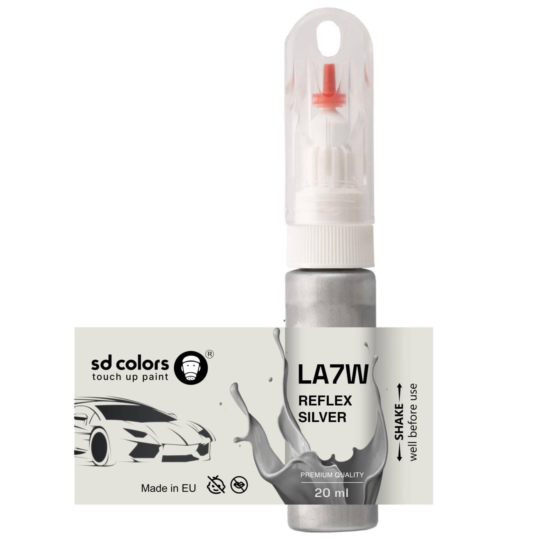 SD COLORS Reflex Silver LA7W A7W 8E Ausbesserungslack mit Pinsel, 20 ML von SD COLORS