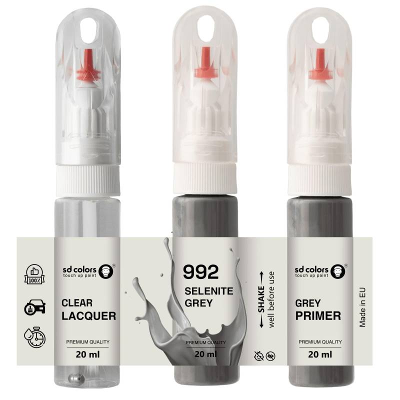 SD COLORS Selenitgrau 992/7992 Lackreparatur-Pinsel, 20 ML, für Kratzer und Absplitterungen (Lack + Grundierung + Lack) von SD COLORS